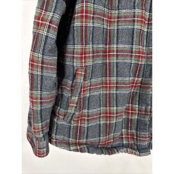 L.L. Bean Lumberjack Shirt Jacket Sherpa Lined Plaid Button Up Medium Regular - Picture 4 of 15